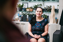 Mayor of Otrokovice H. Večerková during the filming of the interview