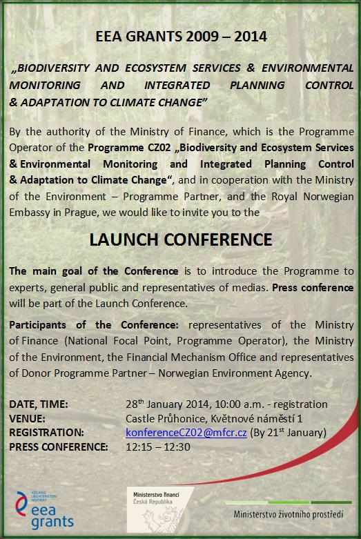 Launch Conference of the Programme CZ02 - Biodiversity and Ecosystem Services (Invitation)